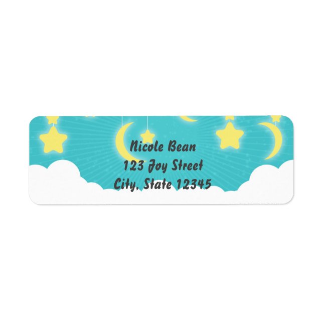 Stars Moon & Clouds Baby Shower Address Labels (Front)