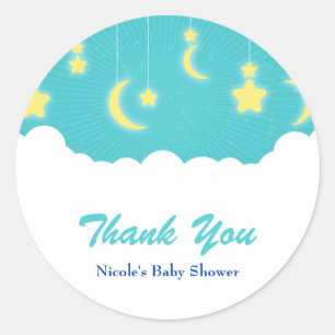Stars Moon & Clouds Baby Shower Favour Stickers