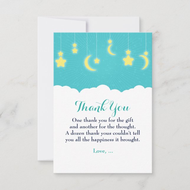 Stars Moon & Clouds Baby Shower Thank you card (Front)