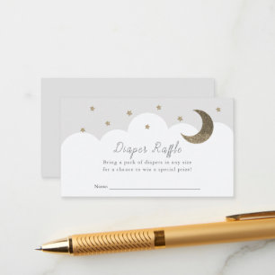 Stars Moon & Clouds Grey Diaper Raffle Ticket Enclosure Card