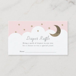 Stars Moon & Clouds Pink Diaper Raffle Ticket Enclosure Card
