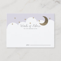 Stars Moon Clouds Purple Baby Shower Advice Cards