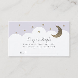 Stars Moon & Clouds Purple Diaper Raffle Ticket Enclosure Card