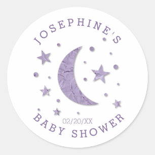 Stars Moon Lavender Baby Shower Favour Tags