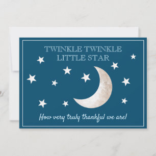 Stars Moon Navy Blue White Baby Shower Thank You Card