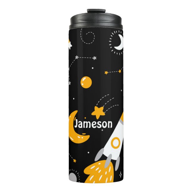 Stars Moon Night Sky Outer Space Rocket Thermal Tumbler (Front)