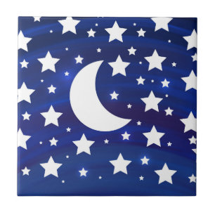 Stars, moon, night sky  tile