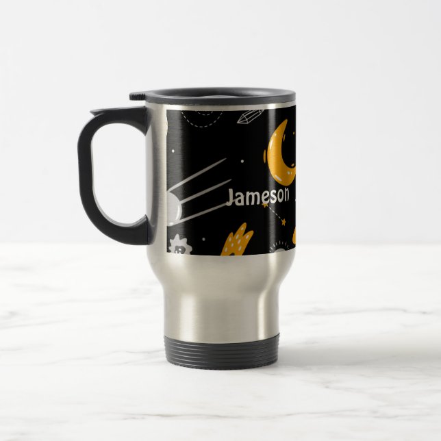 Stars Moon Outer Space Rocket Travel Mug (Left)