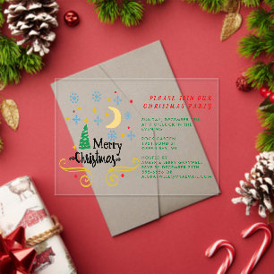 Stars, Moon, Snowflakes, and Merry Christmas Acrylic Invitations