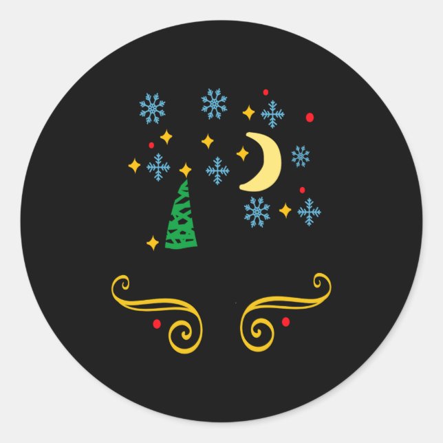 Stars Moon Snowflakes And Merry Christmas Kids  Classic Round Sticker (Front)