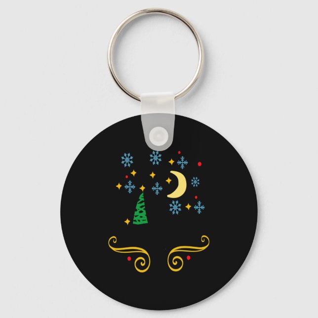 Stars Moon Snowflakes And Merry Christmas Kids  Key Ring (Front)
