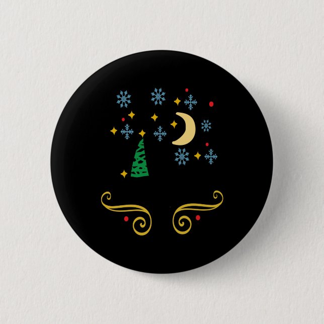 Stars Moon Snowflakes And Merry Christmas Kids T S 6 Cm Round Badge (Front)
