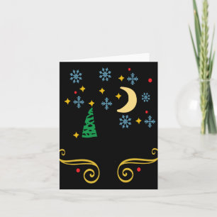 Stars Moon Snowflakes And Merry Christmas Kids T S Card