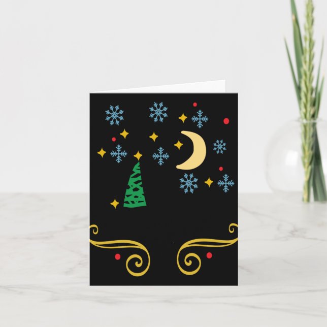 Stars Moon Snowflakes And Merry Christmas Kids T S Card (Front)