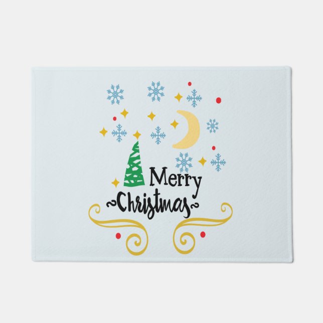 Stars, Moon, Snowflakes, and Merry Christmas, ZSSG Doormat (Front)