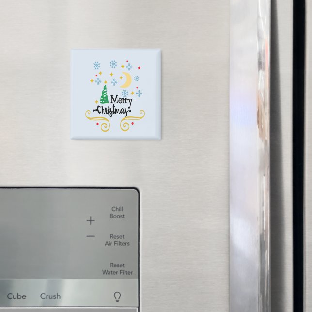 Stars, Moon, Snowflakes, and Merry Christmas, ZSSG Magnet (In Situ (Fridge))