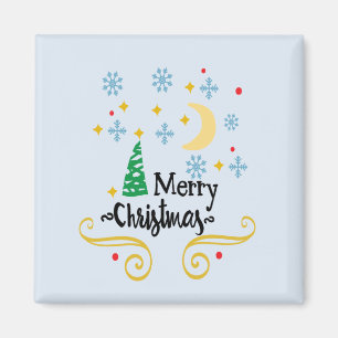Stars, Moon, Snowflakes, and Merry Christmas, ZSSG Magnet