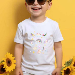 Stars, moons, Rainbow, doll, cloud Print Baby Tshi T-Shirt