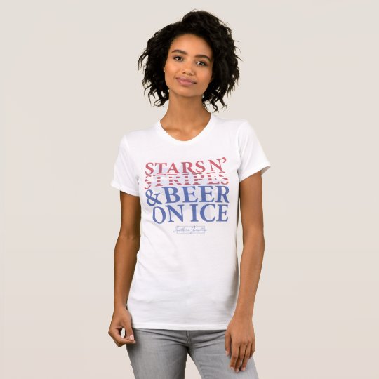 Stars N' Stripes & Beer on Ice- Women's White Tee
