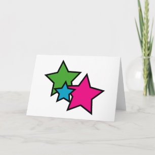 Stars Neon Pink Blue Green Pretty Card