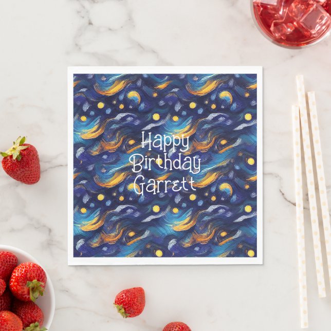 Stars Night Sky Birthday Napkin (Insitu)