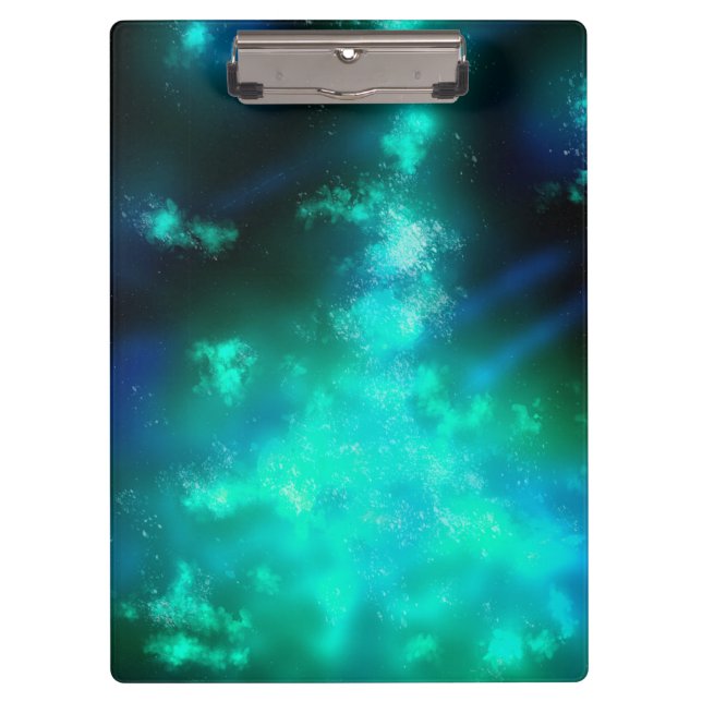 Stars Night Sky Midnight Emerald Green Milky Way Clipboard (Front)