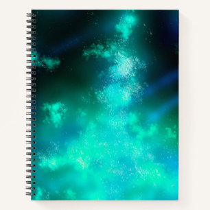Stars Night Sky Midnight Emerald Green Milky Way Notebook