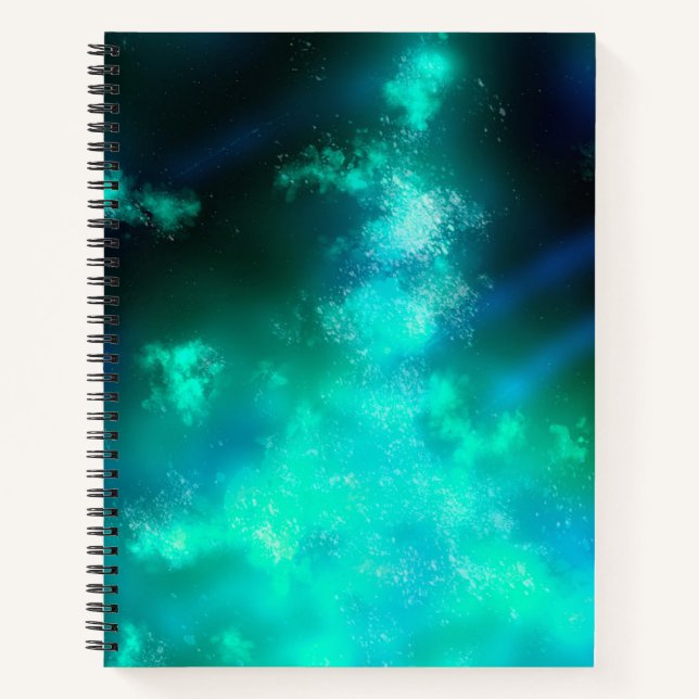 Stars Night Sky Midnight Emerald Green Milky Way  Notebook (Front)