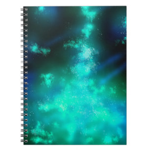 Stars Night Sky Midnight Emerald Green Milky Way Notebook
