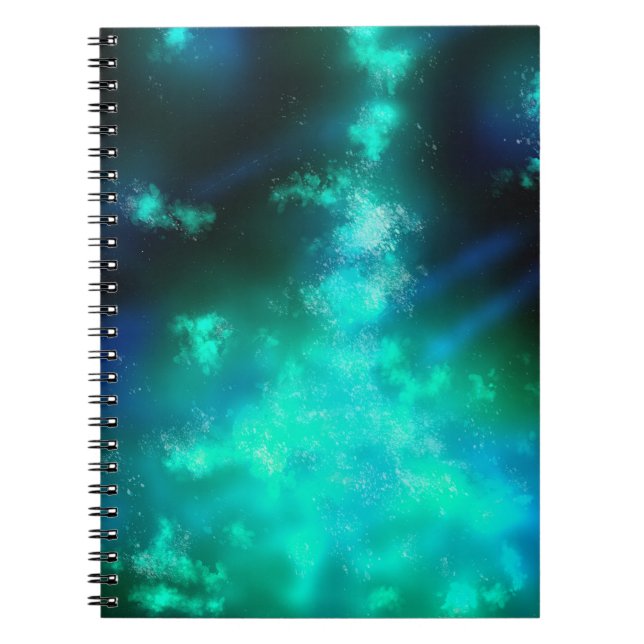 Stars Night Sky Midnight Emerald Green Milky Way  Notebook (Front)