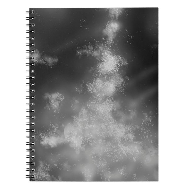 Stars Night Sky Midnight grey monochrom Milky Way  Notebook (Front)