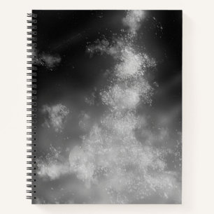 Stars Night Sky Midnight grey monochrom Milky Way  Notebook