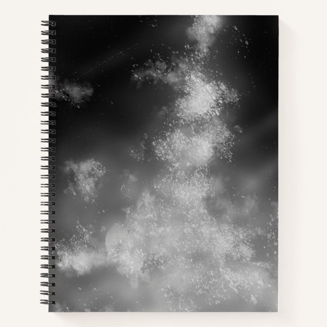 Stars Night Sky Midnight grey monochrom Milky Way  Notebook (Front)