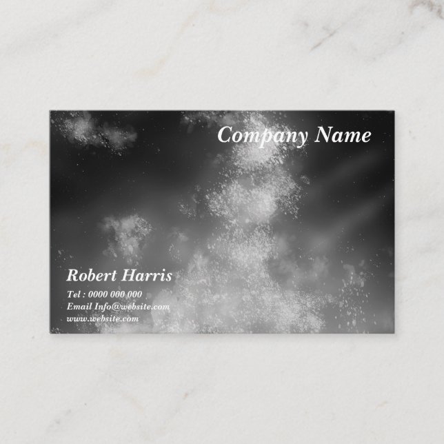 Stars Night Sky Midnight Grey Monochrome  Business Card (Front)