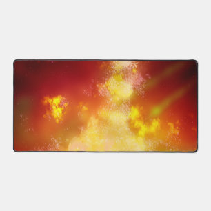 Stars Night Sky Midnight Milky Way Orange Desk Mat