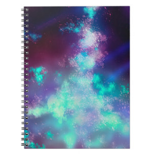 Stars Night Sky Midnight Neon Lights Milky Way  Notebook