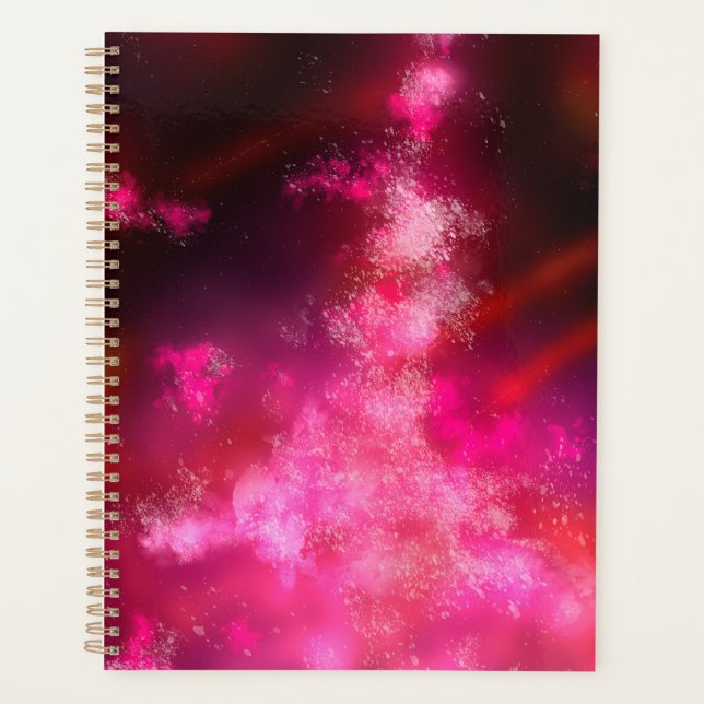 Stars Night Sky Midnight Pink Flare Milky Way  Planner (Front)