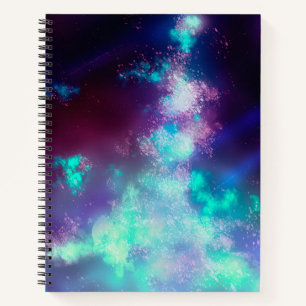 Stars Night Sky Midnight Purple Green Milky Way  Notebook