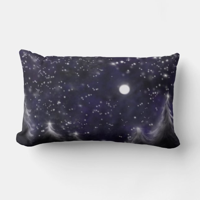 Stars night sky twinkle lights moon Starry Night Lumbar Cushion (Front)