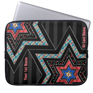 STARS of David and Stripes v2 (Personalized) Laptop Sleeve