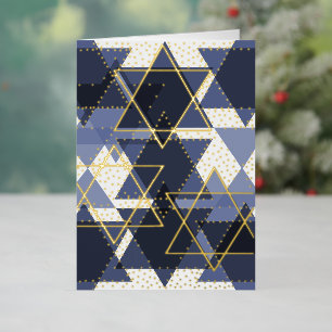 Stars of David Happy Hanukkah Gold Foil Holiday Card