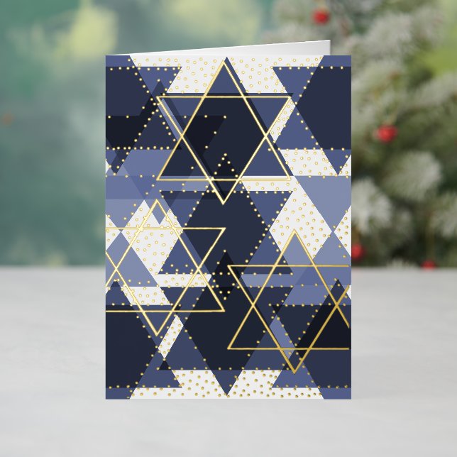 Stars of David Happy Hanukkah Gold Foil Holiday Card (Holiday In Situ)