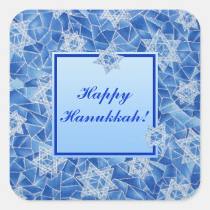 Stars of David Stained Glass Square Sticker