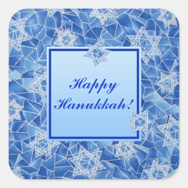 Stars of David Stained Glass Sticker (Front)