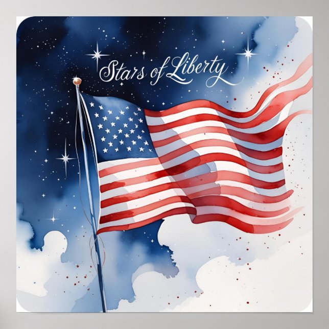 Stars of Liberty Minimalist Flag Poster Download (Front)