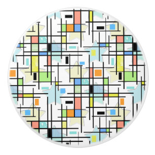 Stars on a chequered background. ceramic knob