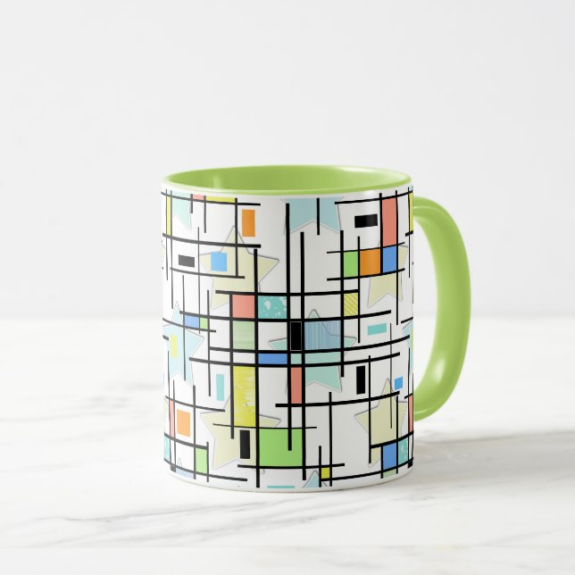Stars on a chequered background. mug (Front Right)