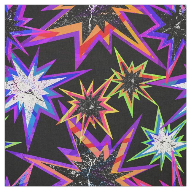 Stars on black . fabric (Swatch)