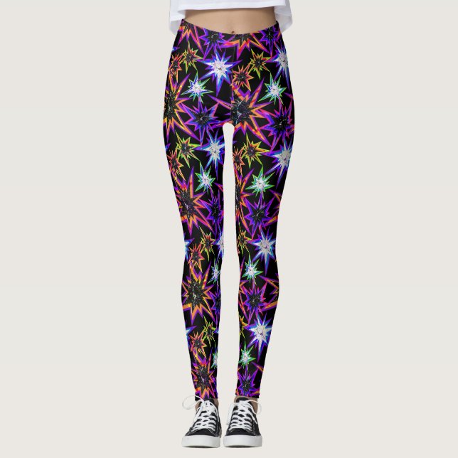 Stars on black . leggings (Front)