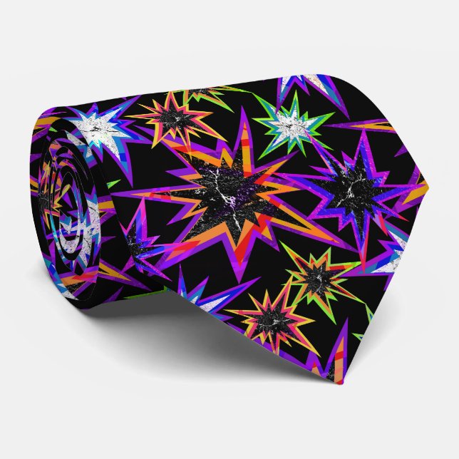 Stars on black, stars . tie (Rolled)